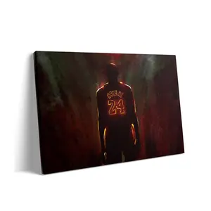 Kobe Bryant Canvas Wall Artwork - 8x10 in Iconic Backlit Lakers No.24 Jersey, Inspirational Basketball Legend Tribute, Artistic Shadow Glow Design for Home, Office Decor & Gift
