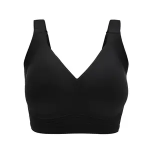 Runilut Womens Wireless Push Up Bra Plus Size No Underwire Deep V Full Coverage Back Smoothing Sports Bra with 4 Layer Support Removable Pads