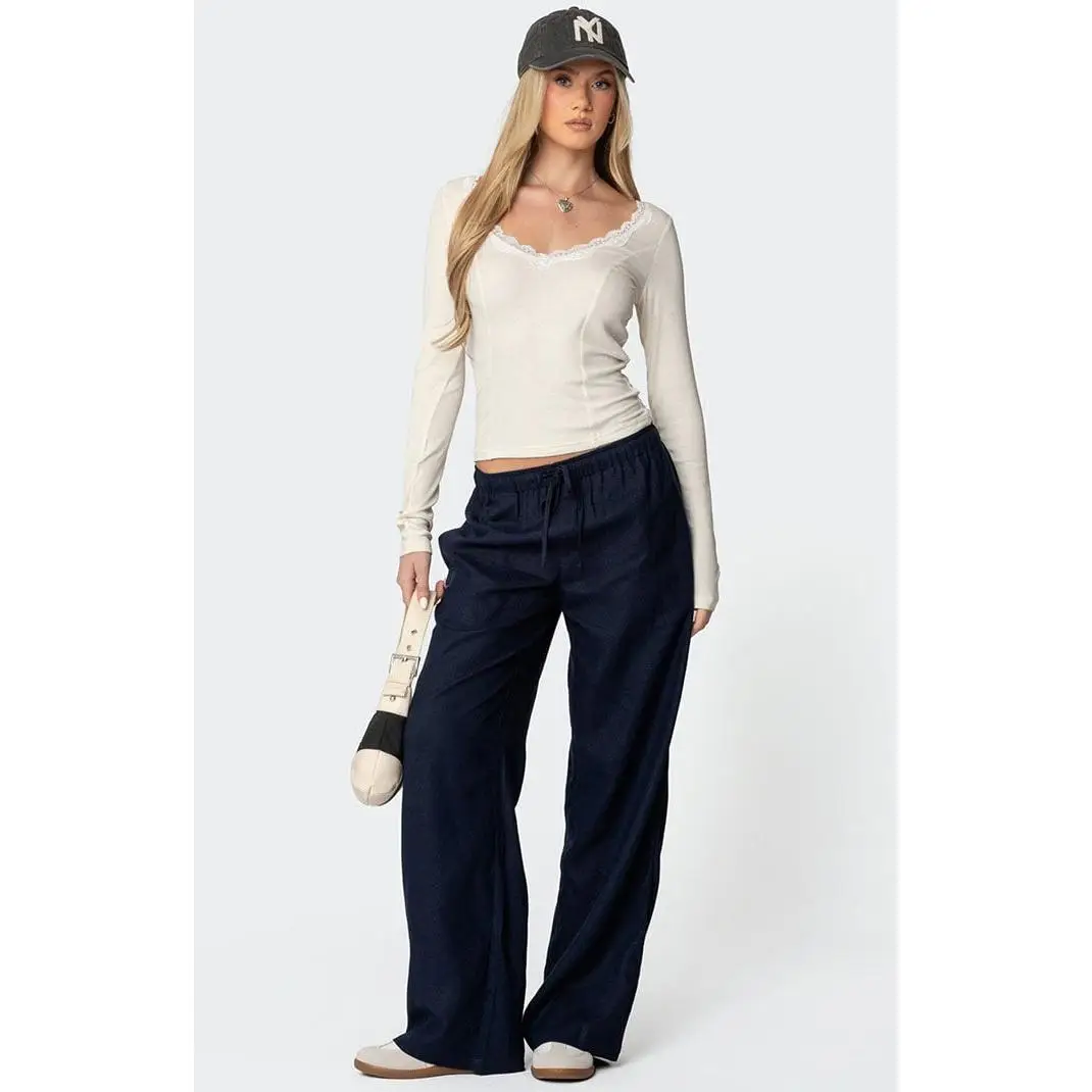 Edikted Women's Yasmine Linen Look Pants