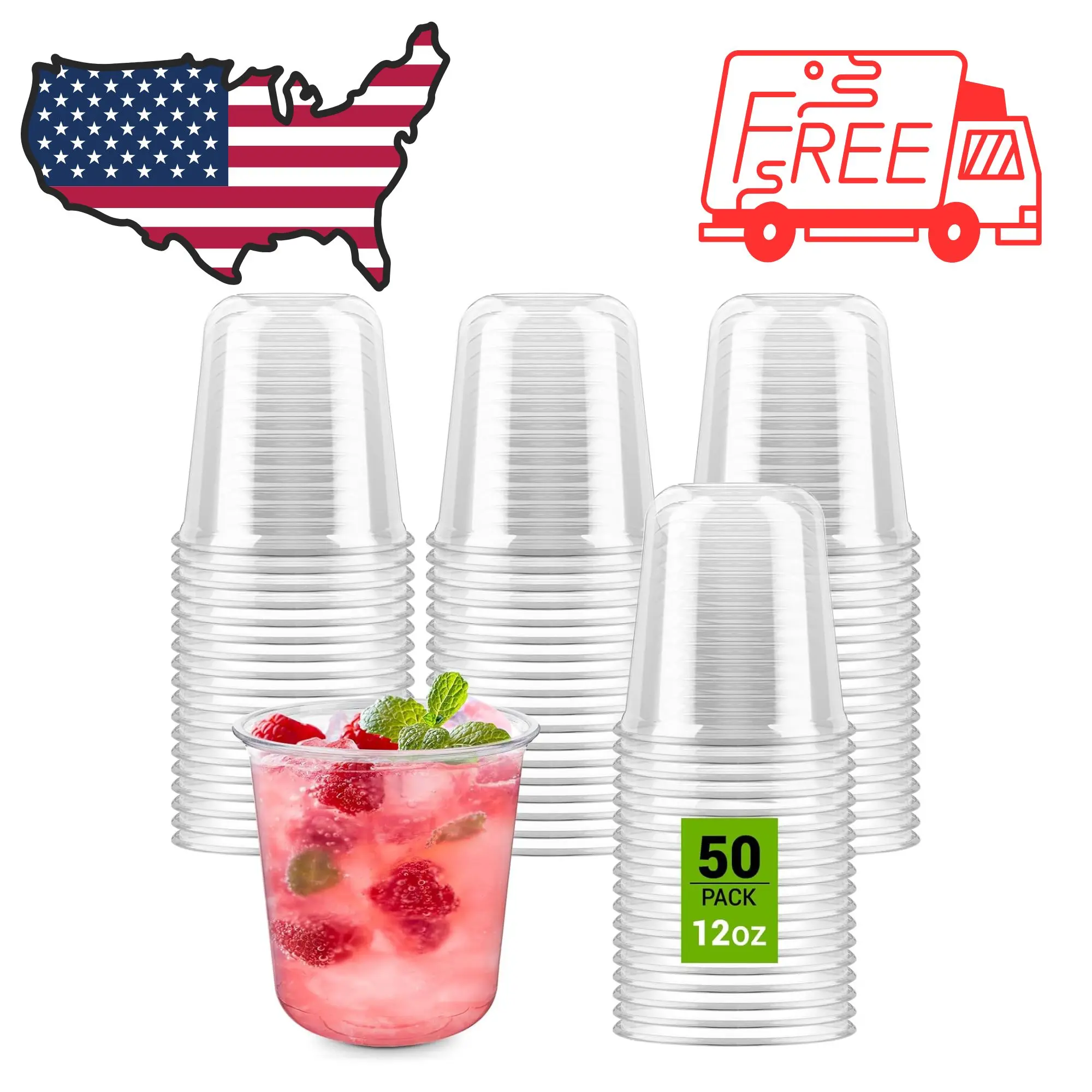 12 oz Disposable Stemless Wine Glasses, 50 Pcs