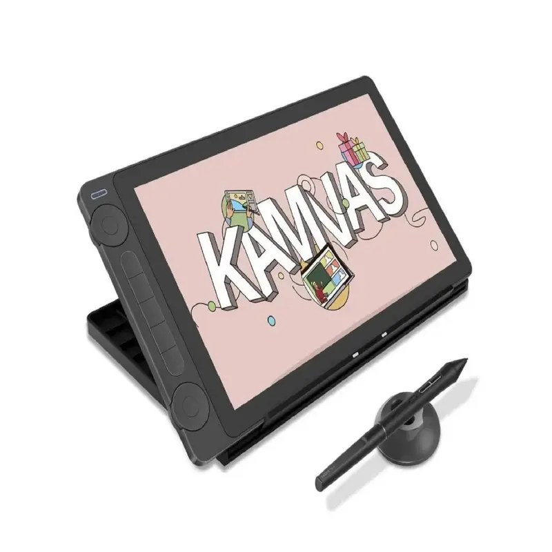 HUION Kamvas 13 Gen 3 Artistic Drawing Tablet - 13.3 inches Anti-Sparkle Glass Panel Screen, 16384 Pressure Levels, PenTech 4.0, Dual Adjustable Dial Buttons, USB-C Port Cable, Compatible with PC, Mac, Android Multi-Platform Devices (Black), Writing, Usb,