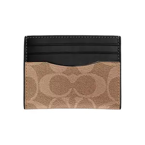 COACH Card Case in Classic Coated Canvas and Leather for Men and Women