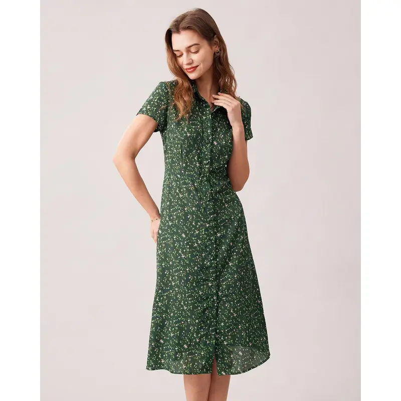 Loft floral dress green - TikTok Shop