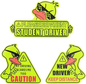 Novice Driver Magnetic Sign Sticker, Waterproof Reflective Magnetic Warning Sign, Safety Distance Magnetic Sign Car Sticker Yellow