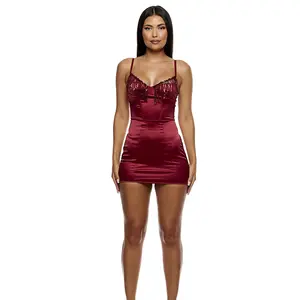 Forplay Peep Show 2-Piece Sequin Fringe Chemise Lingerie Set - Wine