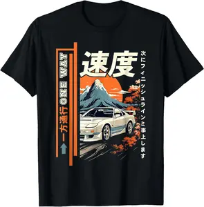 Cotton Streetwear Graphic Tees Casual Round Neck Shortsleeve Fashion Retro Vintage Japanese JDM Ride Legendary Race Car T-Shirt