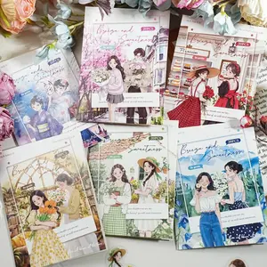 120 Sheets Character Landscape Stickers PET Waterproof Material Japanese Little Fresh Cartoon Girl DIY Notebook Material Sticker Pack