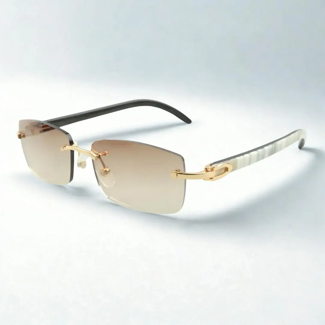White Textured Buffs Brown Lens Sunglasses
