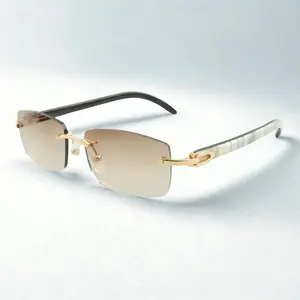 White Textured Buffs Brown Lens Sunglasses
