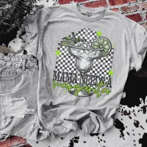 Mama Needs A Margarita - Bleached Shirt - Gildan