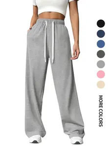 【7 Colors Trackpants】2026 Spring Women's Elastic Waist Loose Fit Straight Leg Pants, Casual Plain Fabric, All-Season Wear, Comfortable & Stylish Design，Track pants