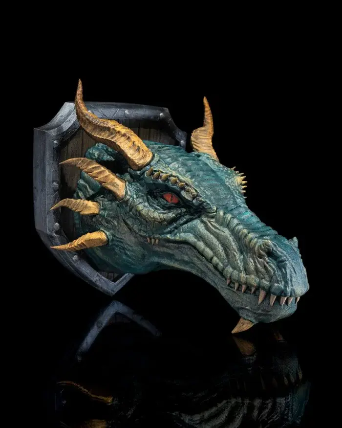 Western Dragon Trophy – 22CM PLA Classic Dragon Wall Sculpture