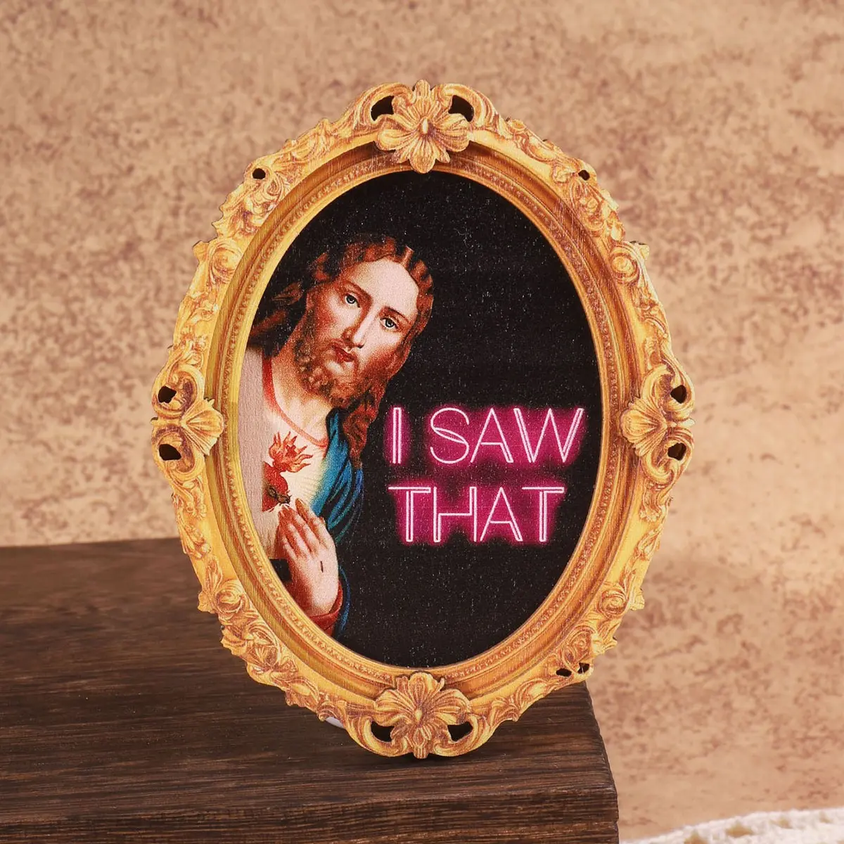 1PC Funny Jesus Fridge Magnet, I Saw That Oval Frame Refrigerator Magnet, Refrigerator Decorating Magnet, Fun Home Decor Gift, Perfect for Wedding Decoration, Decorative Fridge Magnets, Magnetic Refrigerator Magnets