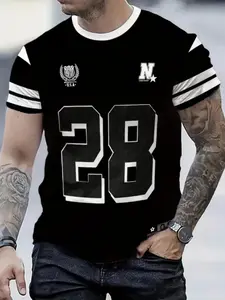 Men's Casual T-Shirt with 28 Number Print, Breathable Comfort Fabric, Street Fashion Sports Clothing, Perfect Gift for Family