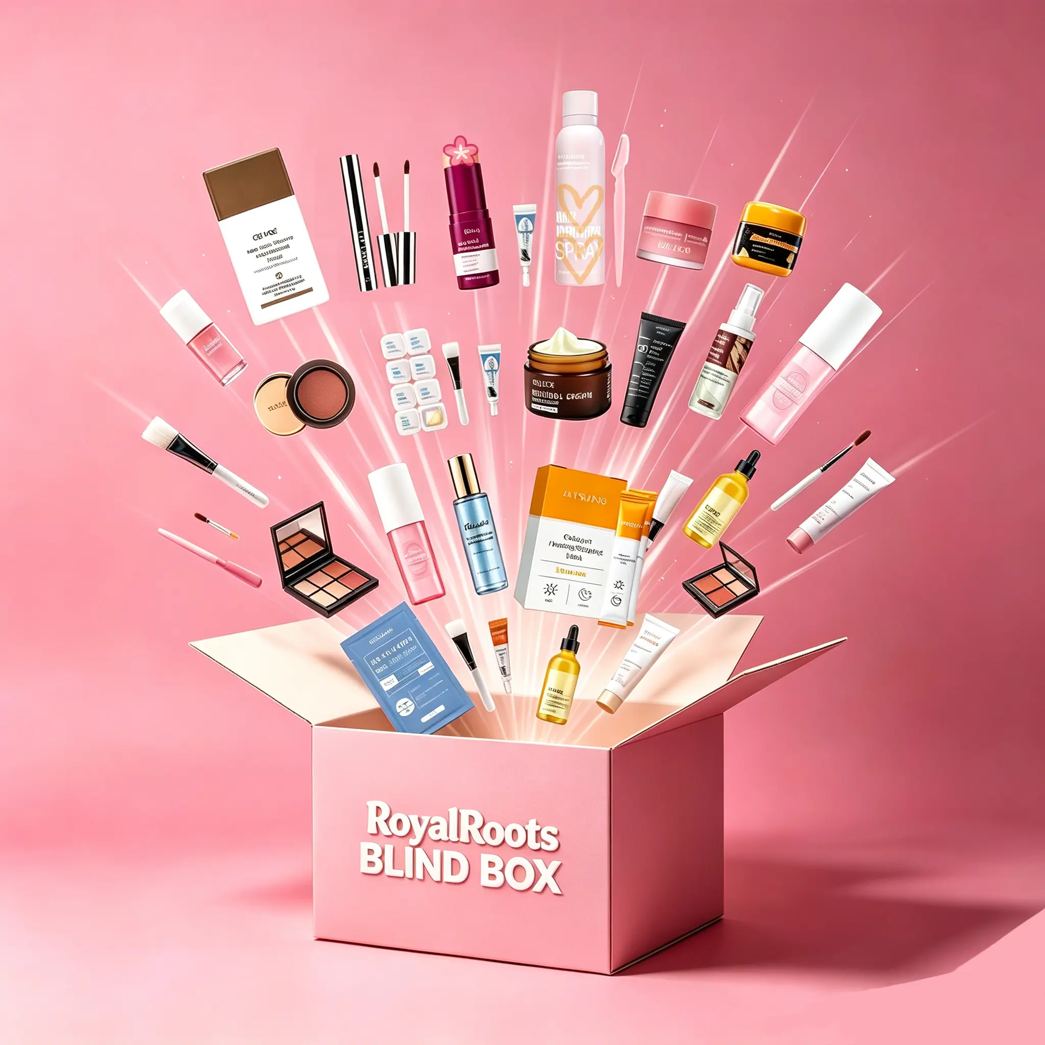 Makeup & Skincare Blind Box, 1 box 5 items+ products Blind Box with Skincare essence, sleeping mask, lip balm, hair care products, random mix and match surprise lucky bag,Student Daily Beauty Mystery Box Random Mixed Cosmetic Pack