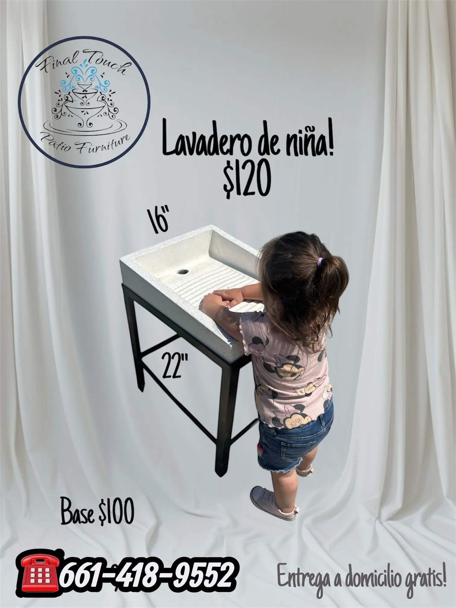 Lavadero de nina con base