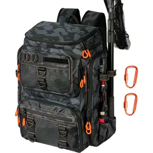 Fishing Backpack with Rod Holders,900D Oxford Water-Resistant Fishing Gear,42L Large Storage Tackle Bag for Men