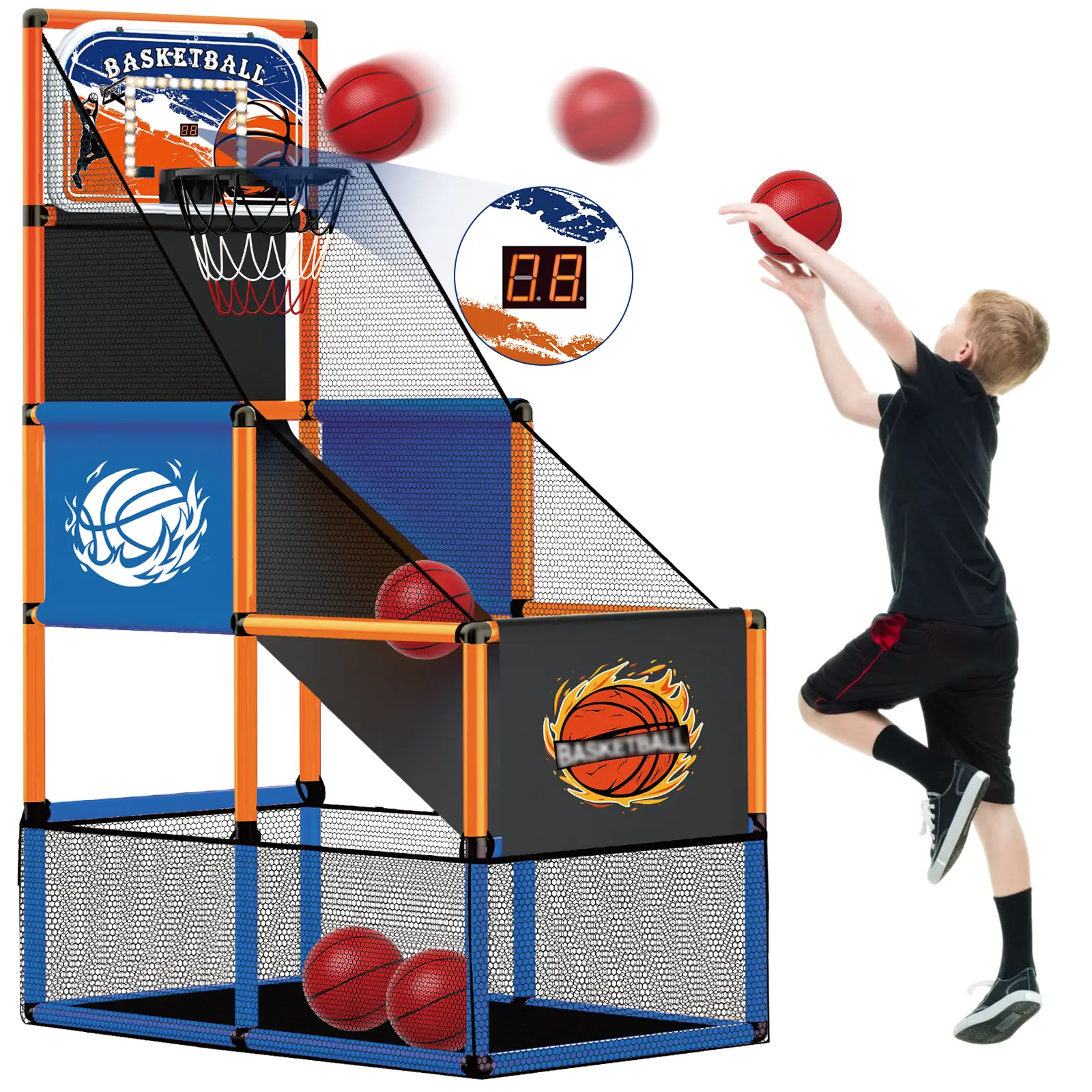 Talgic Arcade Basketball Game Set with 4 Balls and Hoop for Kids 3-12 Years Old, Basketball Hoop Indoor Outdoor, Carnival Games for Kids, Air Pump and