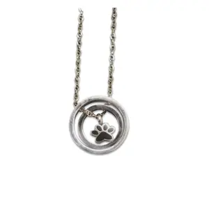 Pet Loss Cremation Necklace Pet Remembrance Gift Dog & Cat Memorial Pet Sympathy Gift Dog & Cat Loss Gift Jewelry Chain | Double Ring Paw Pendant