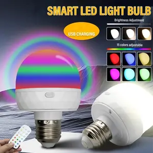 Rechargeable LED Light Bulb E12/e14 Magnetic Detachable, Remote Control Dimmable Timer, 15 Color Temperatures, Wireless Emergency Wall Lamp
