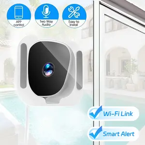 Window Mount Security Camera with TF & Cloud Storage , 2.4G WiFi Indoor Home Camera with Motion Detection, HD Night Vision, Two-Way Audio, App Control, Smart Surveillance Camera