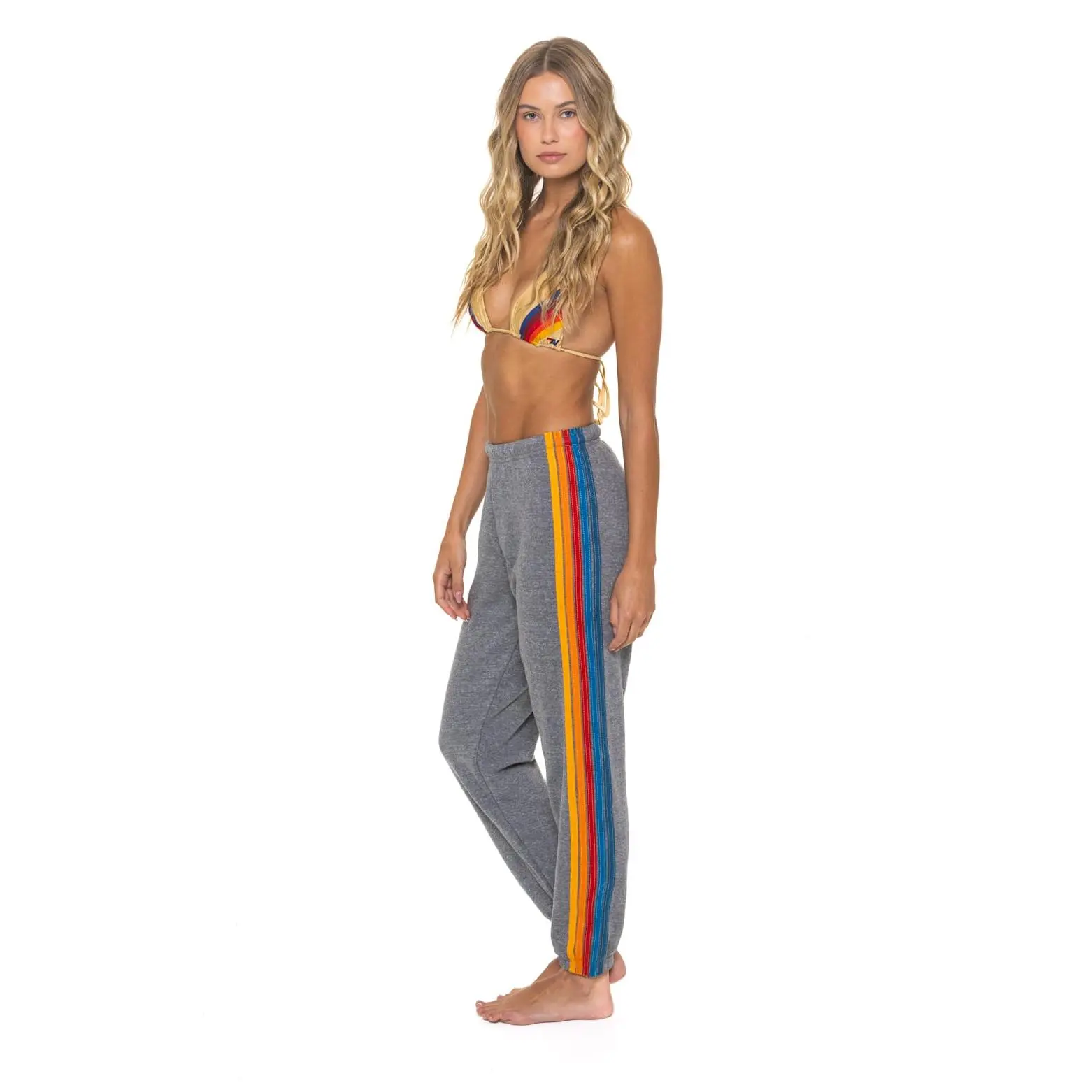 5 STRIPE SWEATPANTS - HEATHER GREY