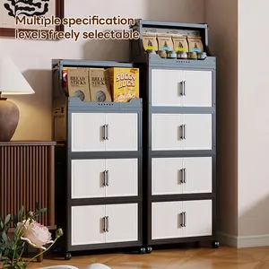 Multi-Layer Storage Cabinet, Plastic Material, &, Ideal for Living Room Bedroom Kitchen, with Wheels, Durable