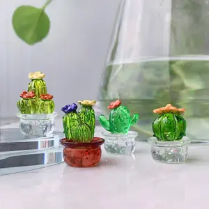 Cactus Design Miniature Toy, 4 Counts/set Cute Miniature DIY Toy, Simulation Plants Decorations for Home Office Desk Tabletop