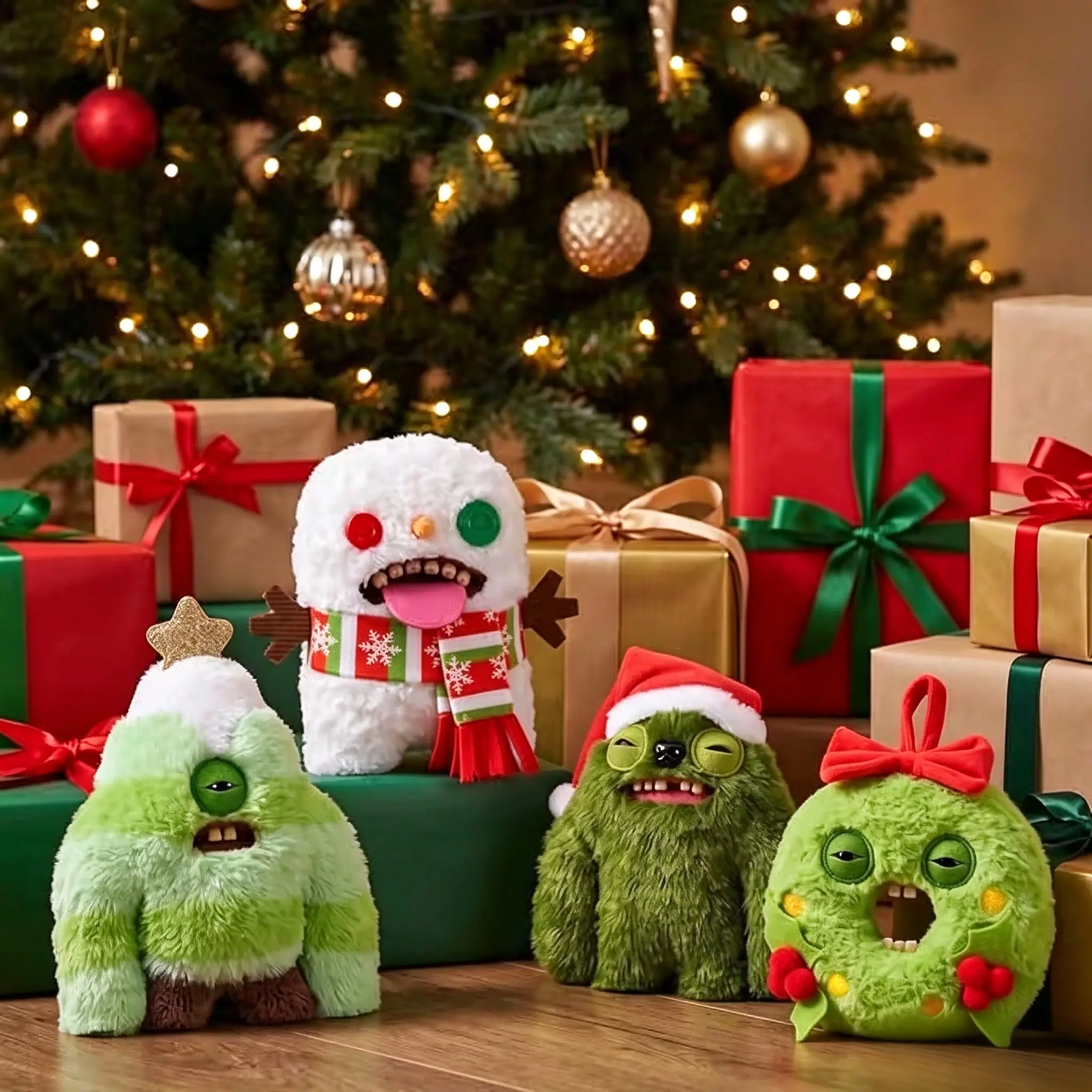 ZURU Fuggler Festive Fuggs Christmas 9 inch Plush - Funny Ugly Monster Holiday Stuffed Animal, Snowman Santa Wreath Ugly Christmas Decoration Weirdo Xmas Gift, Choose Your Character