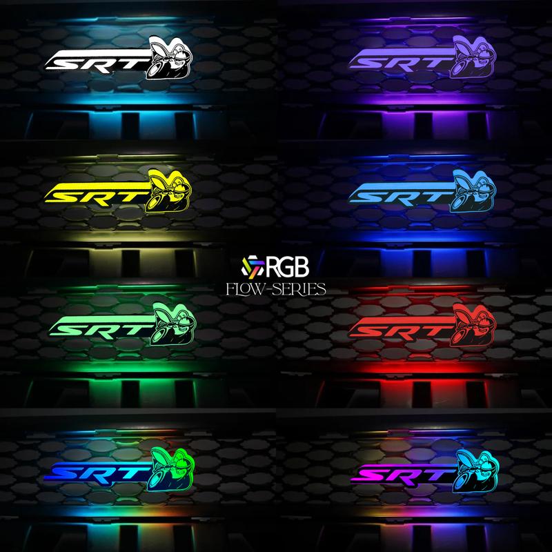 Dodge SRT Scat Bee LED Grille Emblem — RGB Flow-Series, Frosted Lens, App + Remote (Dual Control)