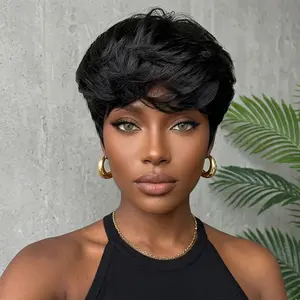 Glueless Black Short Pixie Bowl Cut Wig for Women Natural Look Easy Wear Pixie Cut Wig for Beginner Friendly Everyday Use