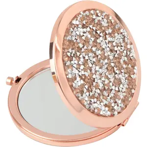 Compact Mirror Rose Gold – 2.75" Round 1x/2x Magnifying Travel Makeup Mirror – Folding Pocket Mirror for Purse, Handheld Mini Mirror