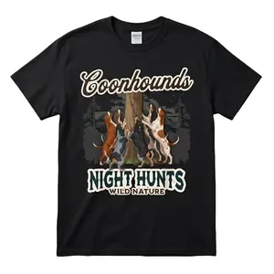 Coonhound Hunting Shirt Night Hunt Tee, Coon Hunting Shirt for Men, Raccoon Hunter Shirt, Hunting Dog Shirt, Outdoors Hunter Gift, Coonhounds Hunting Apparel