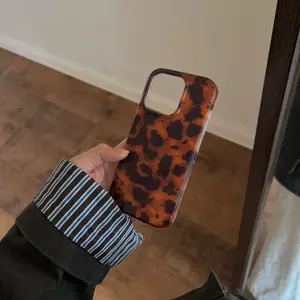 Compatible with for iPhone 17 Pro Max /17 Air/16 Plus /15/14/13 Retro black and brown tortoiseshell amber tin foil pattern mobile phone case HN1224-02