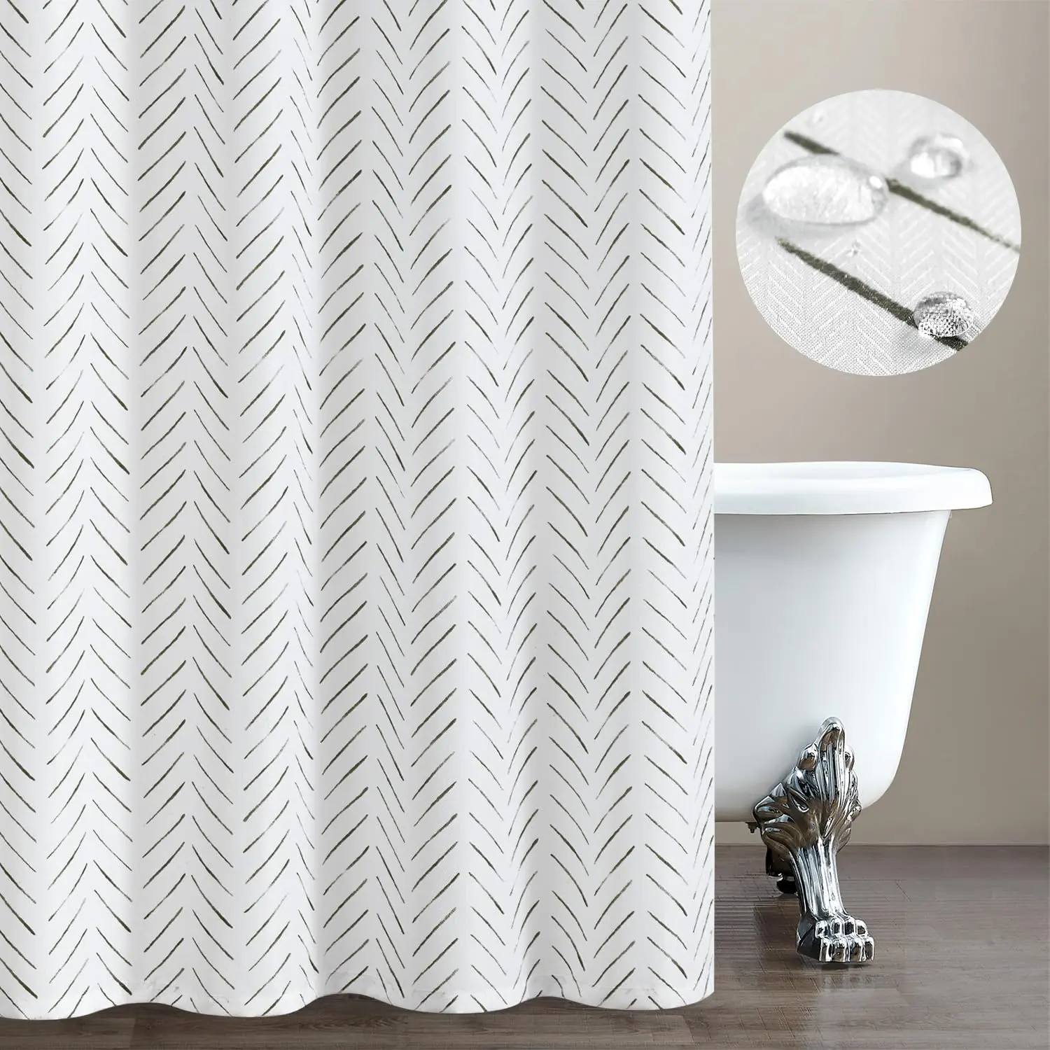 Black And White Shower Curtain Inky Herringbone Chevron Zig Zag Waterproof Fabric Modern Farmhouse Curtains For Bathroom With 12 Hooks 70x72 Inches