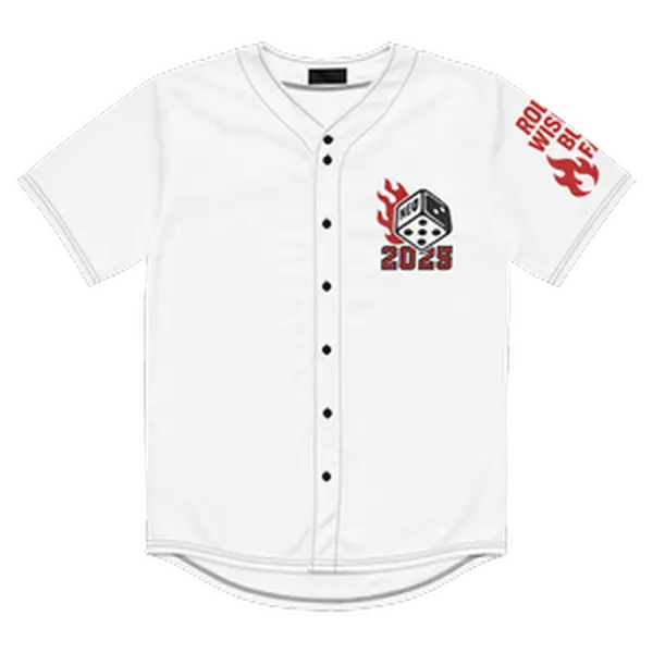 NEO Flame Dice Jersey White 2025 Edition Futuristic Drip Classic Game Day Energy 100% Recycled Polyester Moisture Wicking UPF 50+ Protection Regular Fit