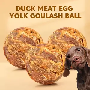 Chicken & Duck Flavored Chew Balls for Dogs，Featuring A Freeze-dried Egg Yolk Center ,Rawhide Dental Chew Ball Suitable for All Dog Breeds，Ideal for use as training rewards or for interactive feeding,both indoors and outdoors,11OZ