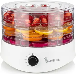 Food Dehydrator DryMax 280W – 5 Tray Adjustable, BPA-Free – 4-Hour Quick Drying, Even Heat, Easy Temp Control – Fruit, Veggie, Meat Jerky Maker (White)