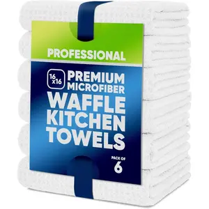 Sublimation Blanks Towels |   Premium Waffle Weave Microfiber Towels For Kitchen |   Polyester Blanks for Kitchen or Craft Use - 6 Pack