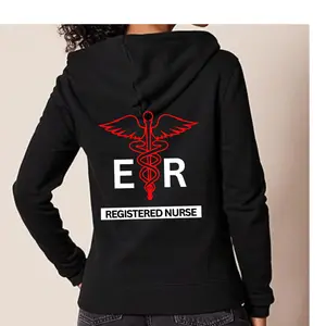 ER Registered Nurse Black Zip up hoodie