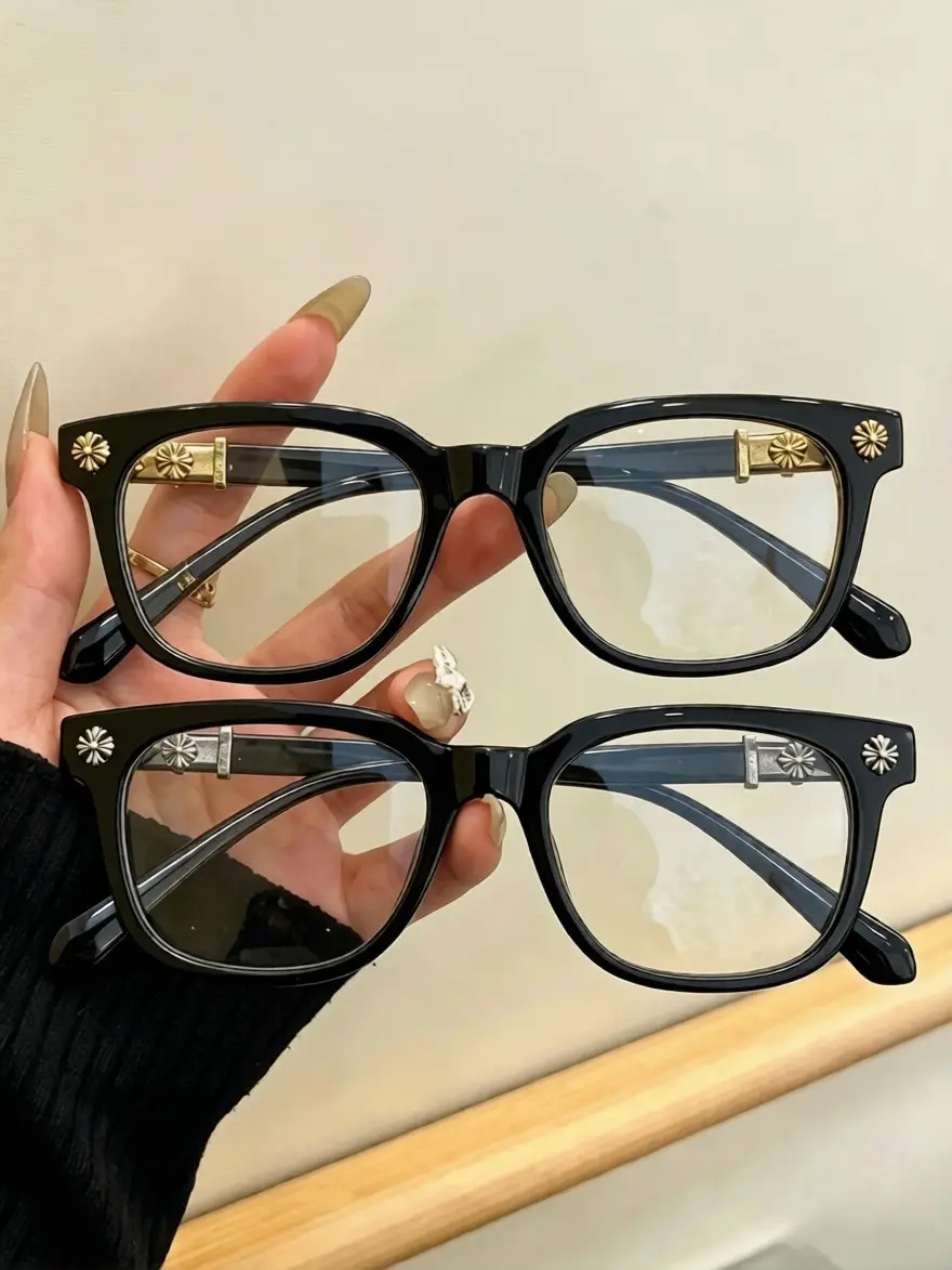 Unisex Blue Light Blocking Computer Glasses, Metal Square Frame Eyeglasses with Clear Lenses, Casual Fashion Eyewear for Work, Gaming, Travel & Everyday Wear