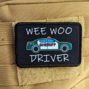 Florida version Wee woo driver sheriff department car driver funny 2"x3" removable morale patch with hook and loop backing