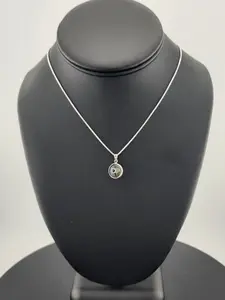 Sterling Silver 925 Evil Eye Pendant – Grey Charm Necklace for Protection