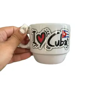 Cuba Brand Mi Cafecito Espresso 4 Mug Set Ceramic Coffee Cups Unique Traditional Tumblers Inspired by Old School Cuba Limited Edition