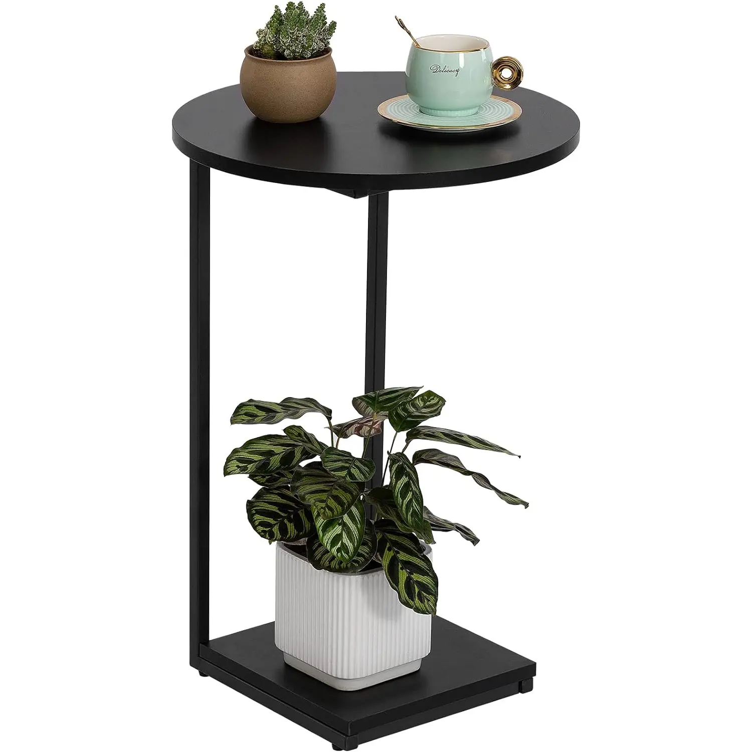 C Table End Table,Couch Table That Slide Under,Sofa Side Table in Living Room,Black White Brown adjustable desk white durable brown multifunctional