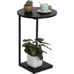 C Table End Table,Couch Table That Slide Under,Sofa Side Table in Living Room,Black White Brown adjustable desk white durable brown multifunctional