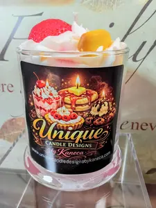 Unique Candle Designs By Kaneca - Strawberry Banana Smoothie Candle. 13 oz. Dessert Candle