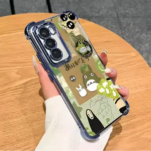 Cute cartoon Totoro & No-face Suitable For Aesthetic Electroplated TPU Casing For SAMSUNG GALAXY S26 S23 S24 S25 EDGE FE PLUS ULTRA Four Corners Anti-Fall Transparent Casual Soft Silicone Phone Cases Perfect Gift For men's L1440