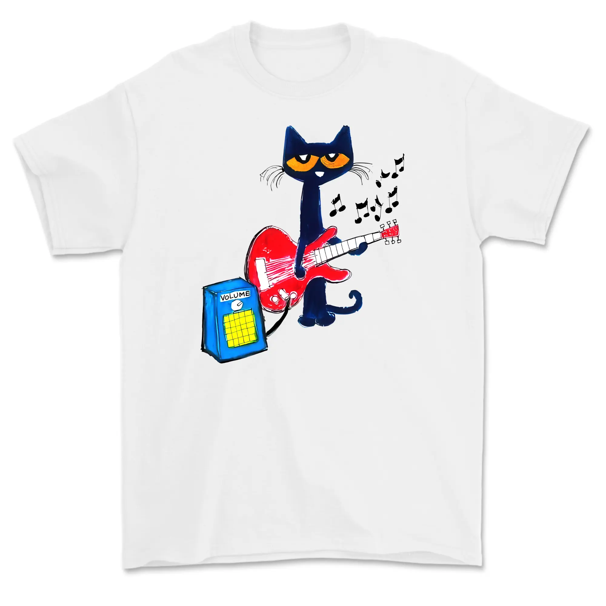 Pete the Cat Playing Guitar Shirt, Funny Shirt Graphic Shirt - Menswear Top Tshirt Streetwear party's shirt, For Men For Women