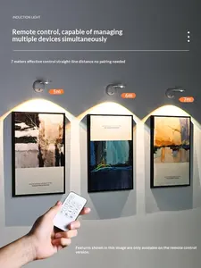 Rechargeable LED Picture Wall Light, Wireless Motion Sensor Spotlight, 3 Tone Dimmable Wall Sconce for Gallery Artwork Bedroom Stair Kitchen Living Room Usb
